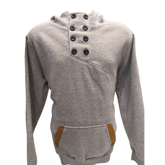 SPOP Hoodie Sweatshirt Womens XXL Pullover Buttons Gray Brown Athleisure Urban - Picture 11 of 16
